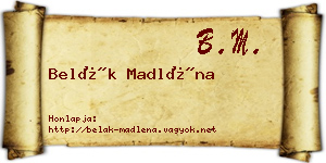 Belák Madléna névjegykártya
